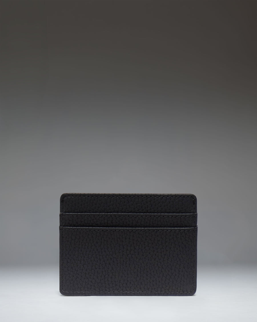 Herschel Supply Co Charlie Cardholder Vegan Leather in black, showing the front card slots and classic woven label.