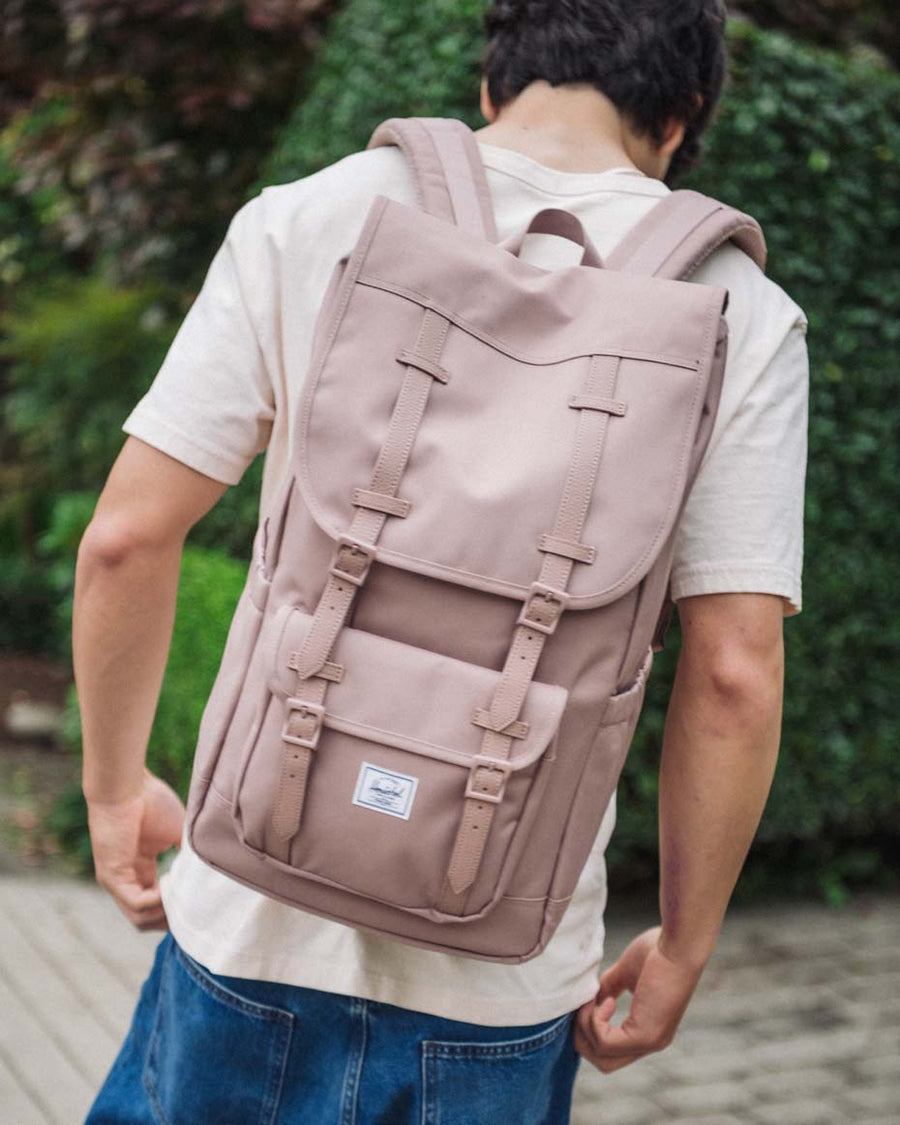 Herschel Little America Backpack 30L featuring signature mountaineering design with dual strap closure and front pocket.