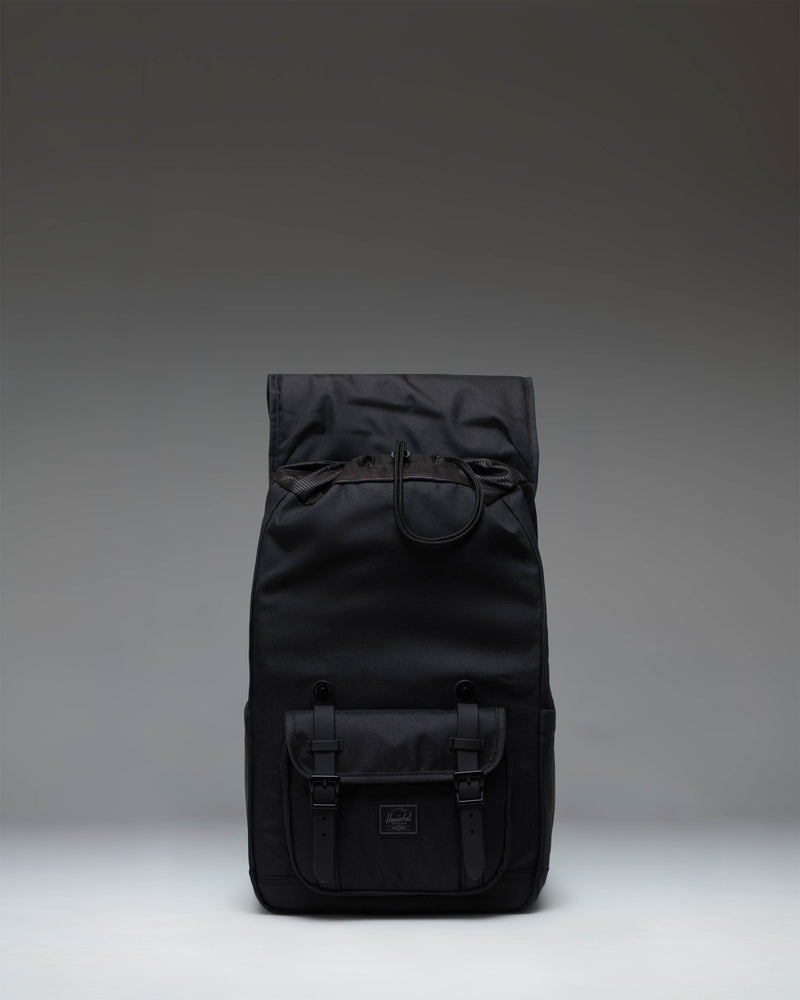 Herschel Supply Co. Little America Mid Backpack in Black Tonal featuring a classic mountaineering style with dual magnetic strap closures.
