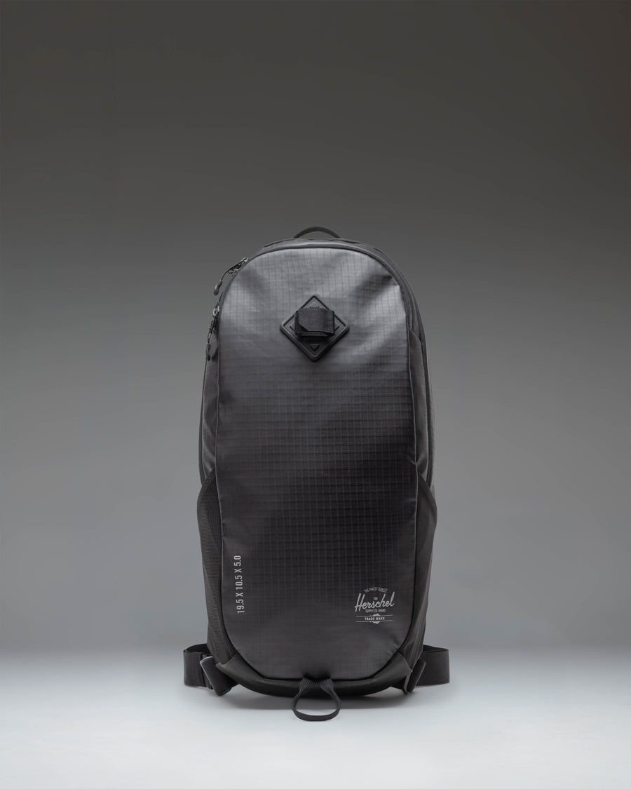 Black Herschel Supply Co. All Season Backpack 17L shown from the front, featuring a clean, minimalist design with a top handle and shoulder straps.