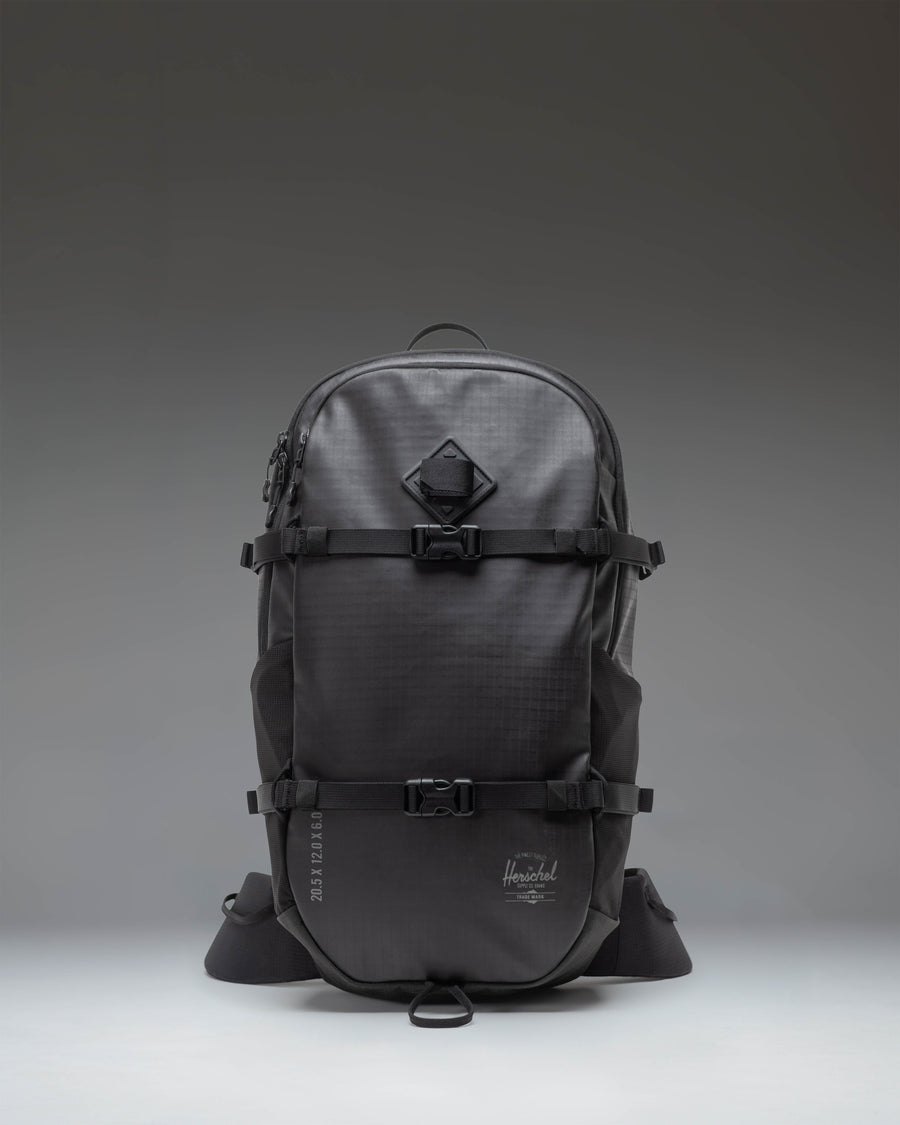 Herschel Supply Co All Season Backpack 29L in black, featuring a classic design with front pocket and shoulder straps.