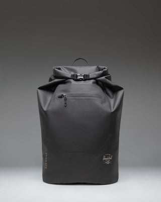 Black Herschel Supply Co Dry Bag Backpack 32 L, shown from the front view.