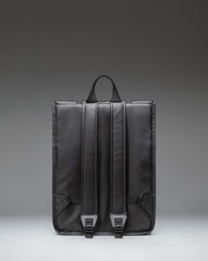 Herschel Survey Backpack in timeless black, showcasing its clean, modern design with dual strap closures and a top handle.