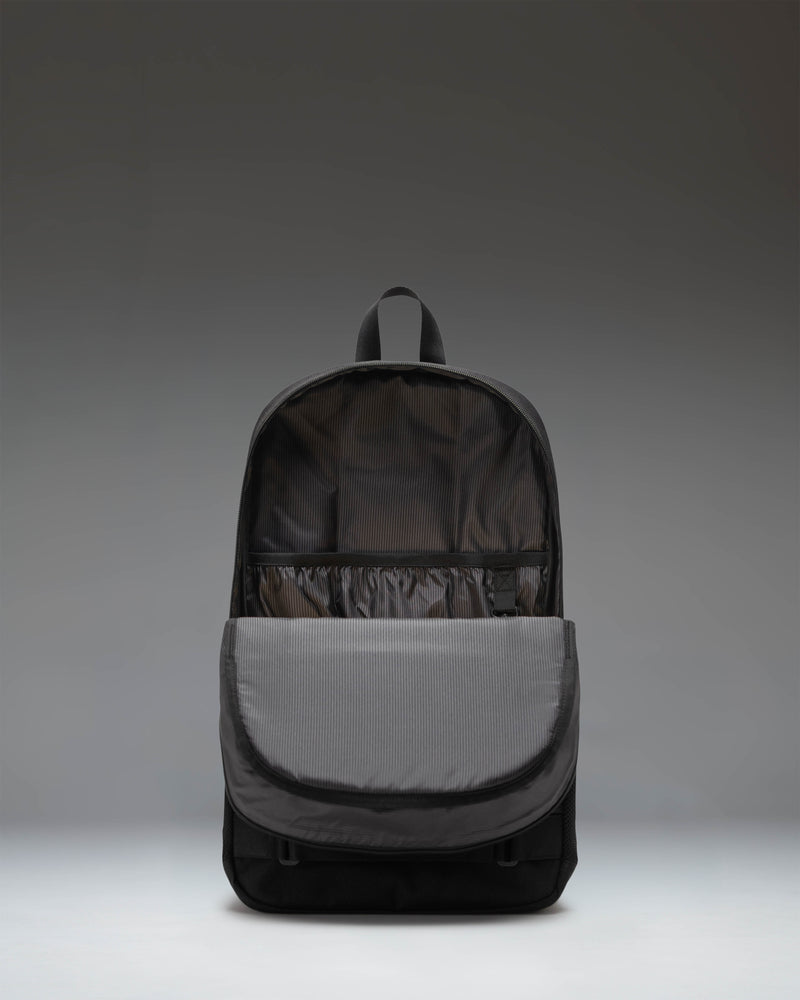 Herschel Supply Co. Fleet Skate Backpack in black, featuring front skate straps and the signature diamond detail.