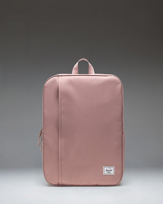Herschel Supply Co. Wesbrook Backpack in Ash Rose, featuring a clean front view with zippered compartments and shoulder straps.