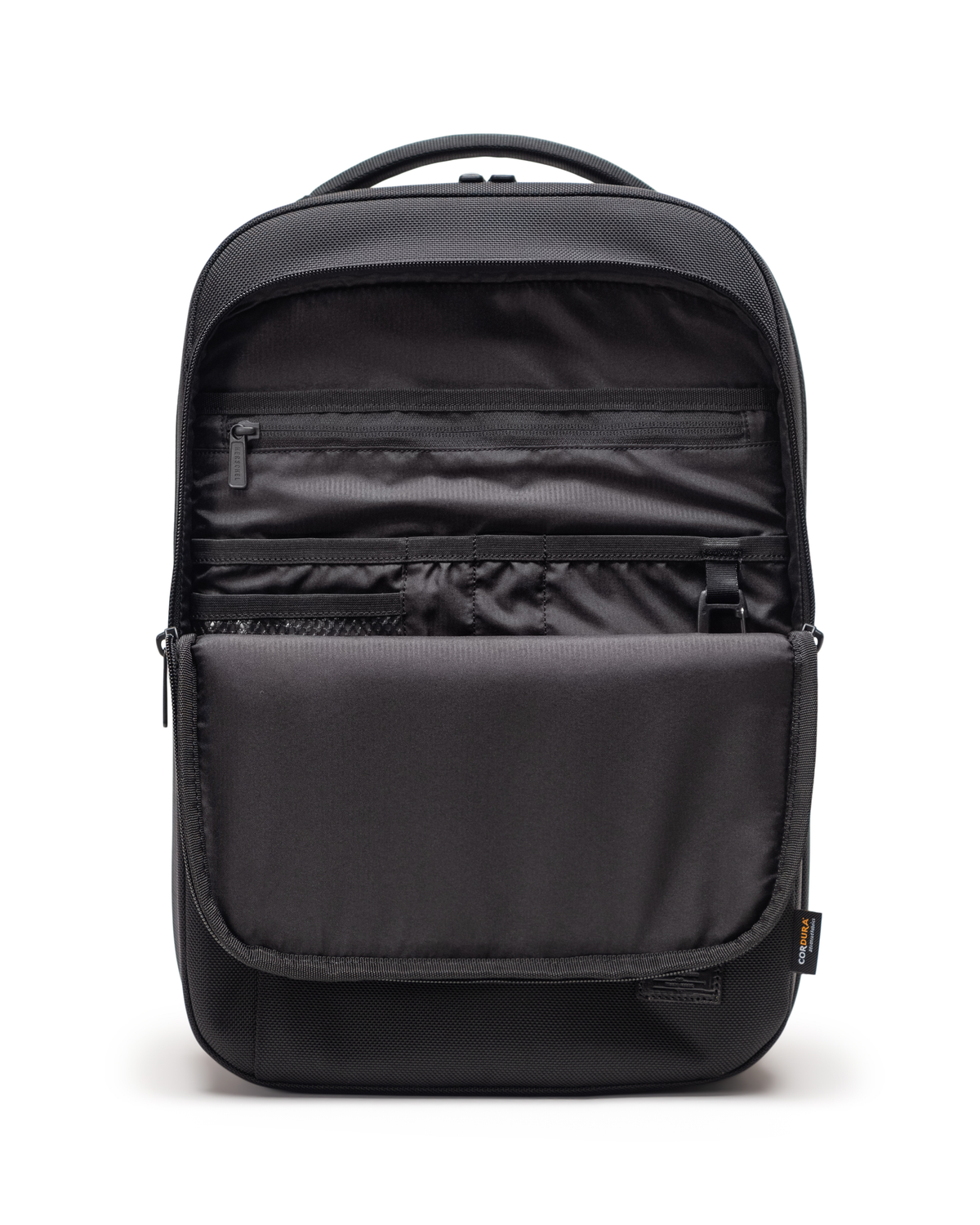Herschel Supply Co. Kaslo Tech spec sheet showing size details for Daypack, Backpack, Travel Backpack, Camera Bag, and Tote.