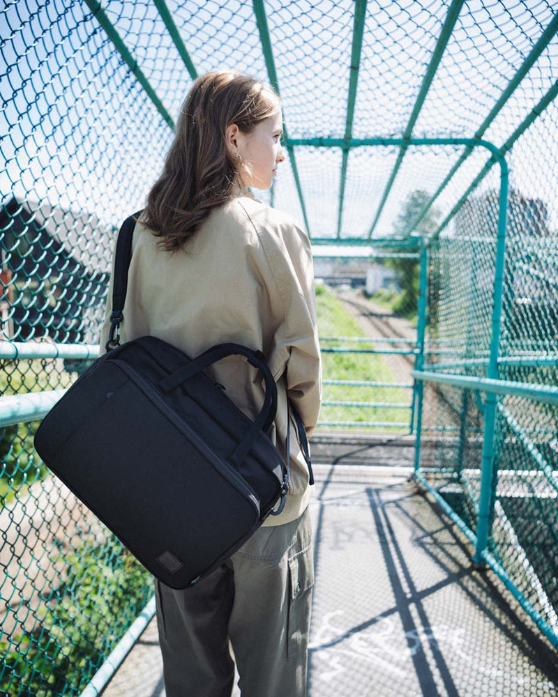 Herschel Supply Co. Gibson Messenger Tech Cordura bag shown from multiple angles to highlight its compartments and features.