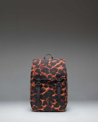 Herschel Retreat Mini Backpack in Digi Leopard print, featuring black rubber straps and a classic woven label.
