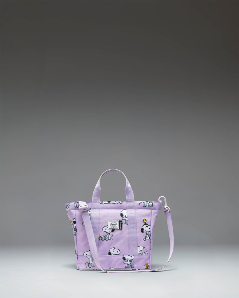 Herschel Supply Co. Peanuts Heritage Small Tote bag in Snoopy and Woodstock Pastel Lilac.