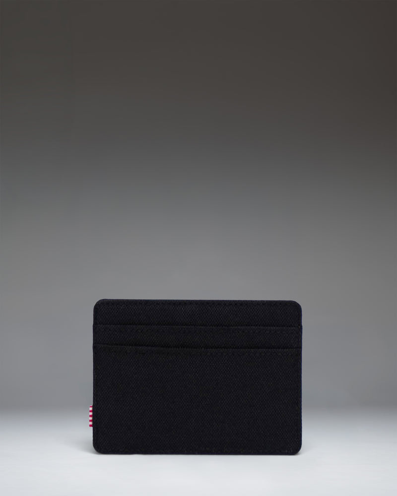 Herschel Supply Co. Charlie Cardholder in black showing the RFID blocking layer inside a card slot.