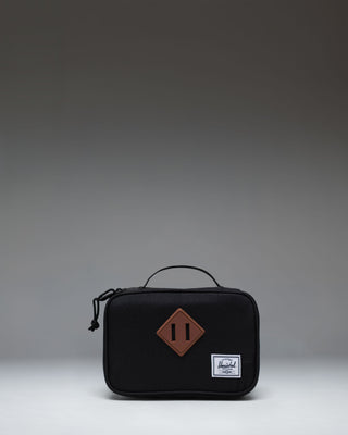 Black Herschel Heritage Pencil Case Little Herschel featuring a classic zippered design and the signature Herschel woven label.
