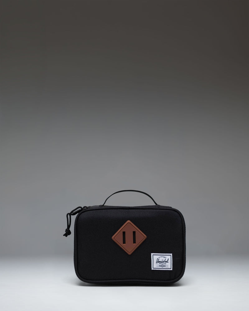 Black Herschel Heritage Pencil Case Little Herschel featuring a classic zippered design and the signature Herschel woven label.