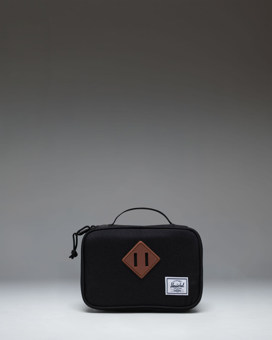Black Herschel Heritage Pencil Case Little Herschel featuring a classic zippered design and the signature Herschel woven label.