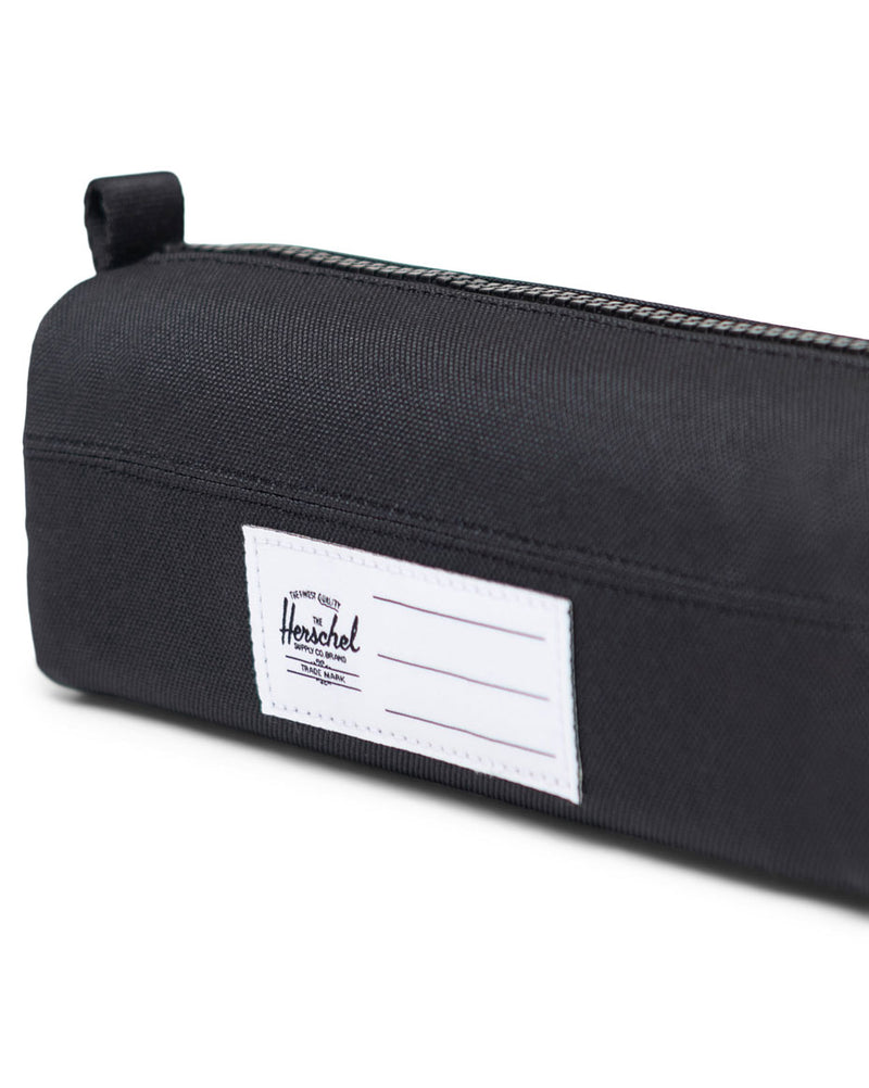 Little Herschel Settlement Pencil Case size guide chart showing dimensions: 2.75 inches height, 8 inches width, and 2.5 inches depth.