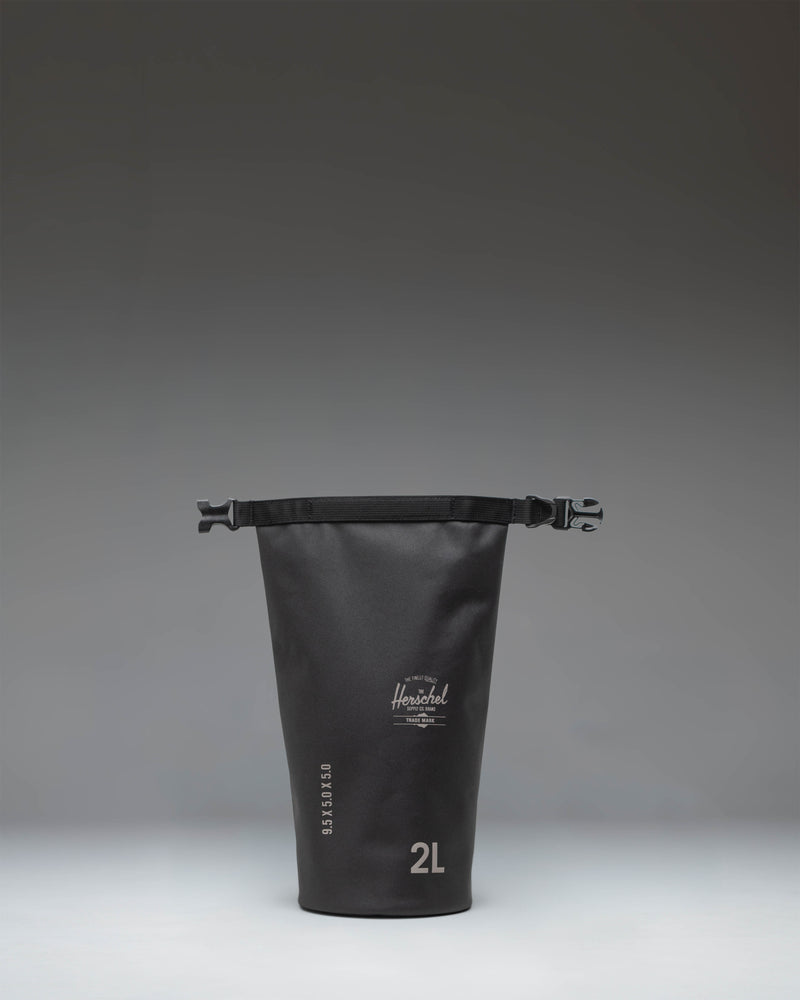 Herschel Supply Co. Dry Bag Organizer 2L in black, showing an alternative view of the compact, water-resistant storage pouch.