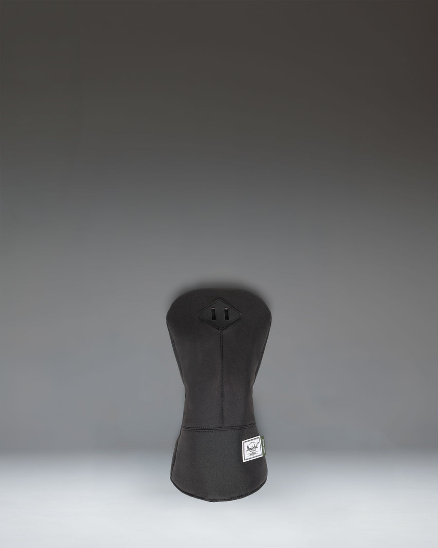 Black Herschel Heritage Driver Head Cover with classic diamond accent and soft fleece lining for golf club protection.