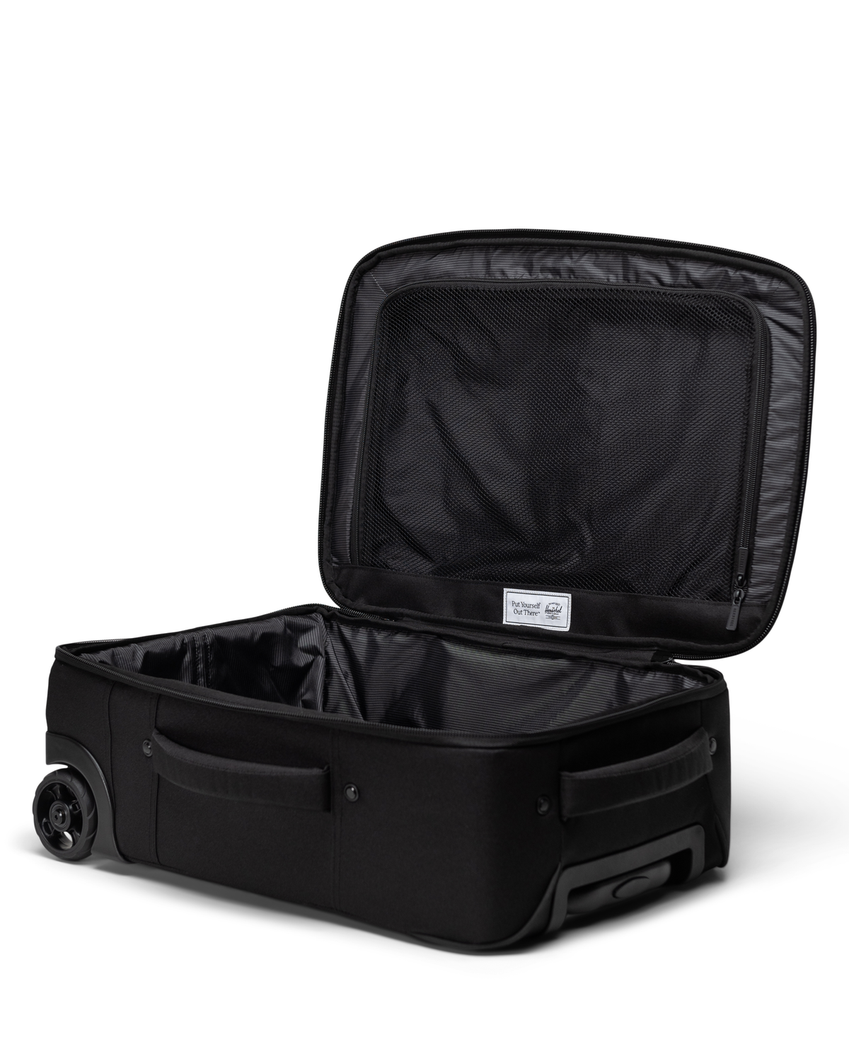 Herschel Heritage Softshell Large Carry On Luggage comparison chart showing dimensions for Large Carry On (37L) and Medium (92L).