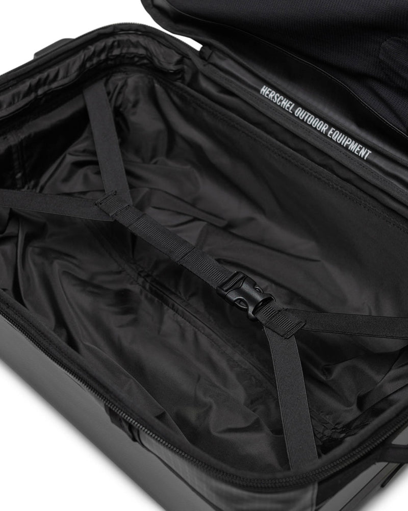 Herschel Supply Co. All Season Hybrid Large Carry On Roller Bag size guide chart. Internal dimensions: 19.5" (H) x 13.25" (W) x 8" (D). Weight: 6.28 lb.