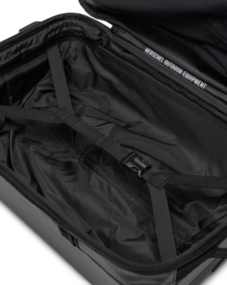 Herschel Supply Co. All Season Hybrid Large Carry On Roller Bag size guide chart. Internal dimensions: 19.5" (H) x 13.25" (W) x 8" (D). Weight: 6.28 lb.