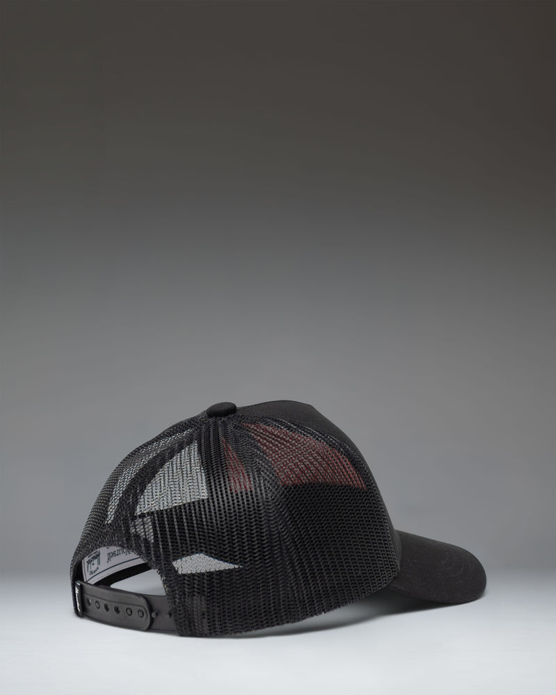 Herschel Supply Co. Whaler Cotton Mesh Toddler Cap (2-4 Years) in black, showing the back view with an adjustable snapback closure.