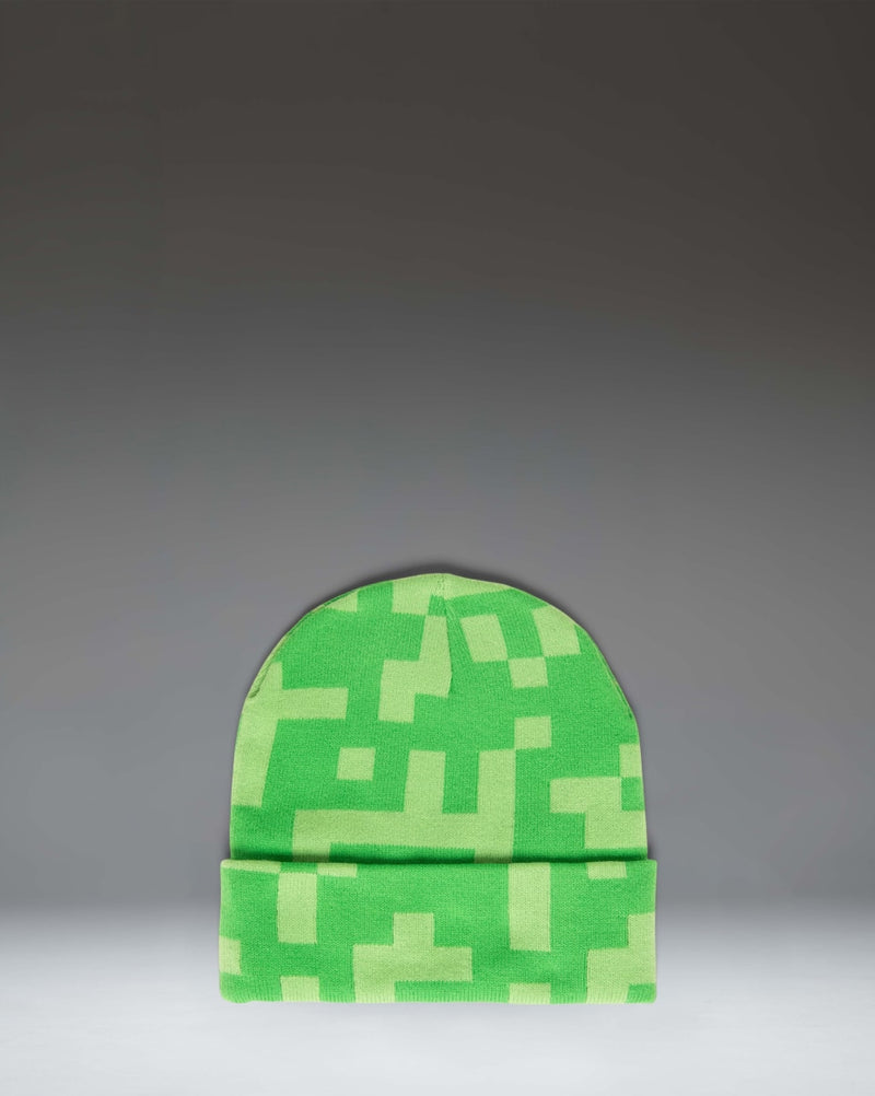 Herschel Supply Co. Minecraft Elmer Beanie in Creeper green, featuring a knit design with the iconic Minecraft Creeper face.