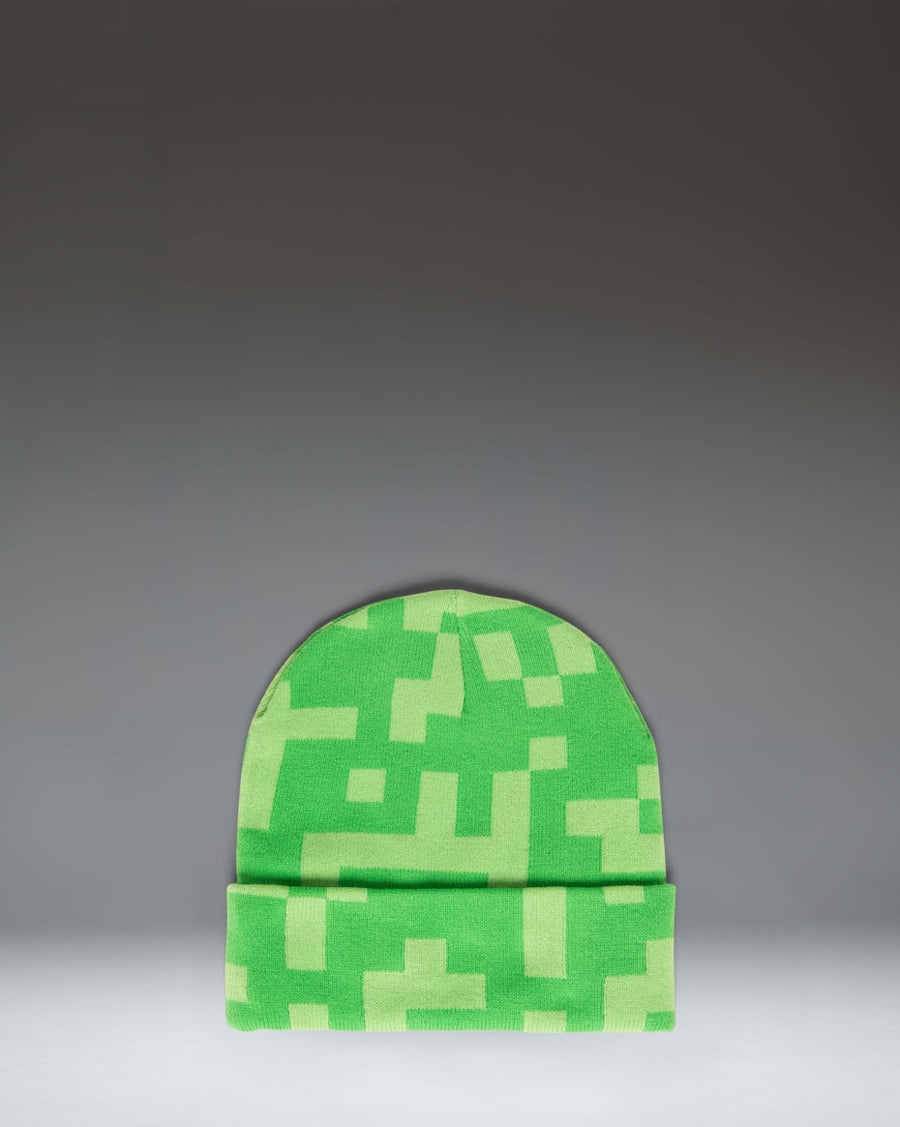 Herschel Supply Co. Minecraft Elmer Beanie in Creeper green, featuring a knit design with the iconic Minecraft Creeper face.