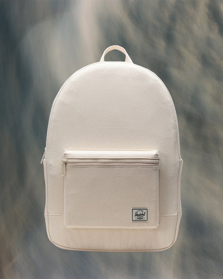 Herschel Supply Co. Pacific Daypack in Natural color shown from the front on a model.