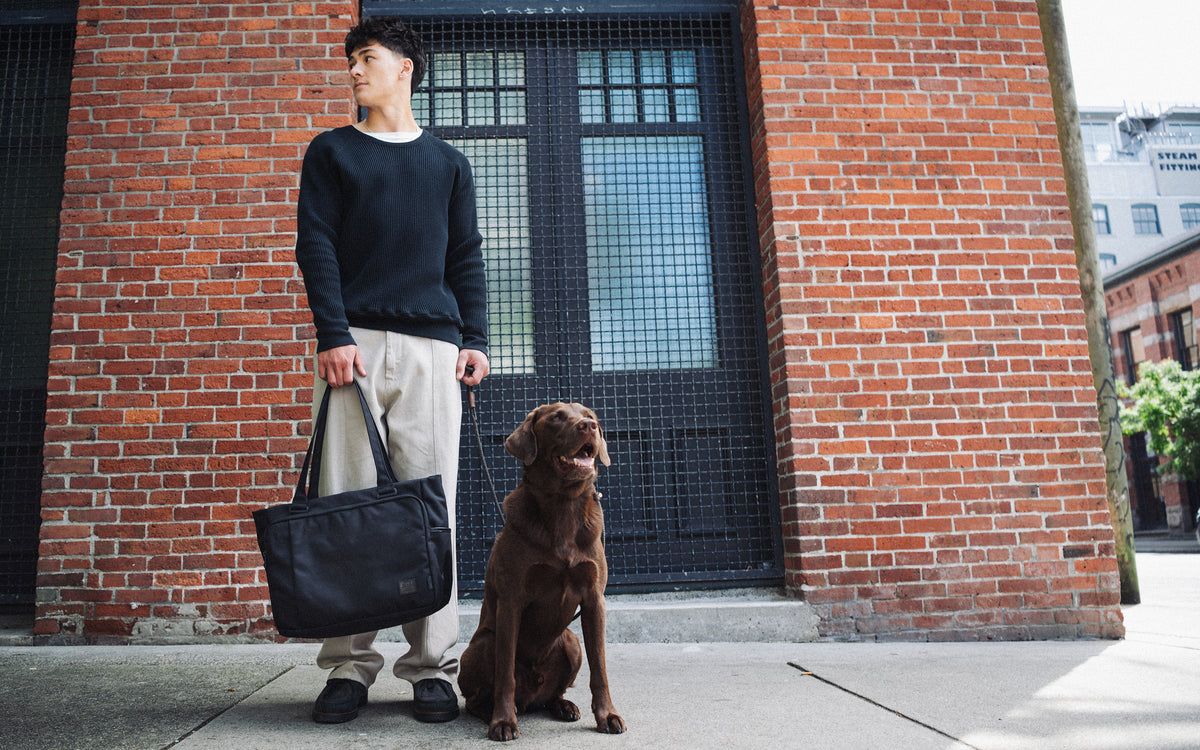 Herschel Supply Co. Kaslo Tote Tech Cordura in black, a durable and functional tote bag designed for tech organization.