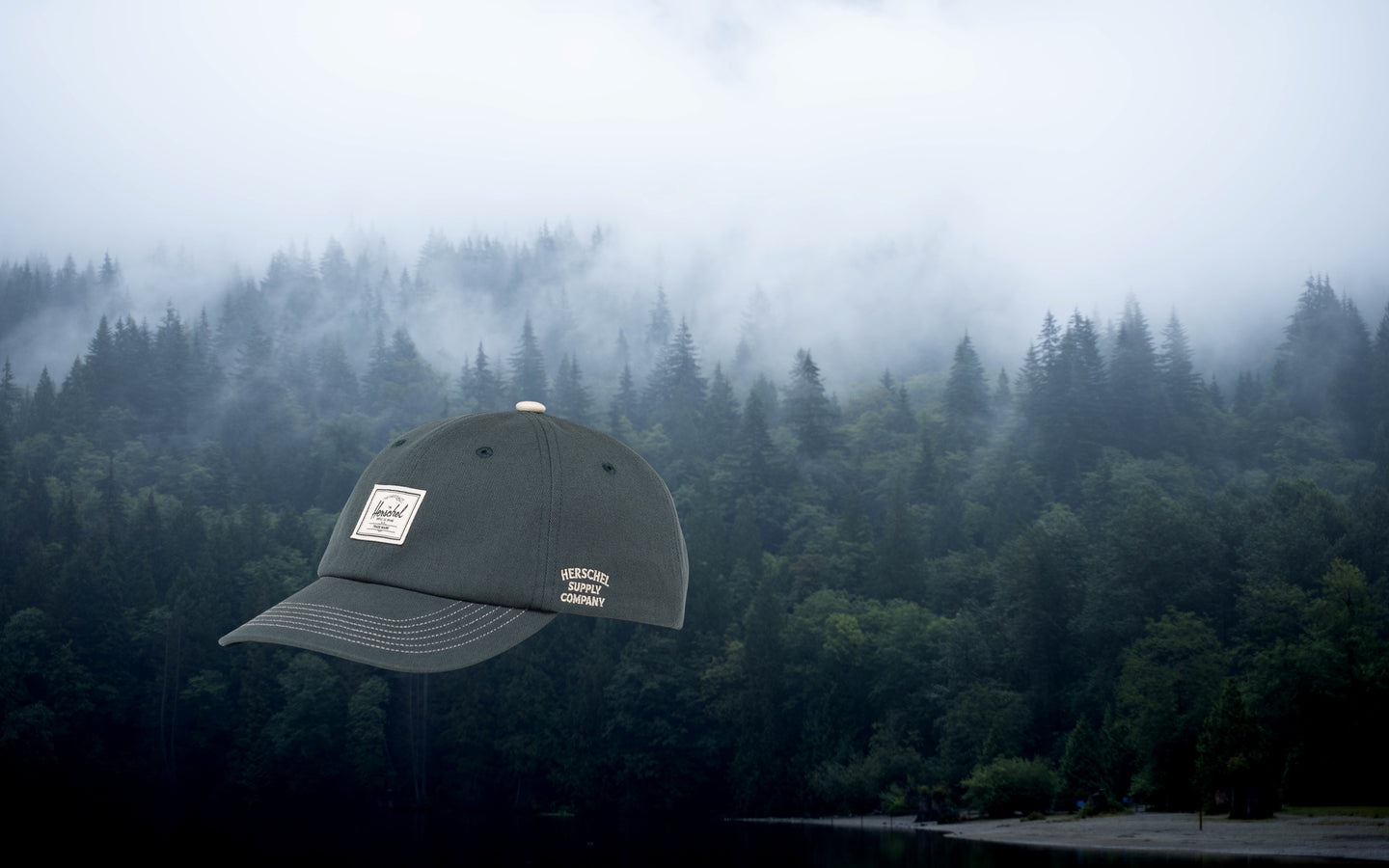 Herschel Supply Co. Sylas Premium Cap in Green Gables and Vintage White Stitch.