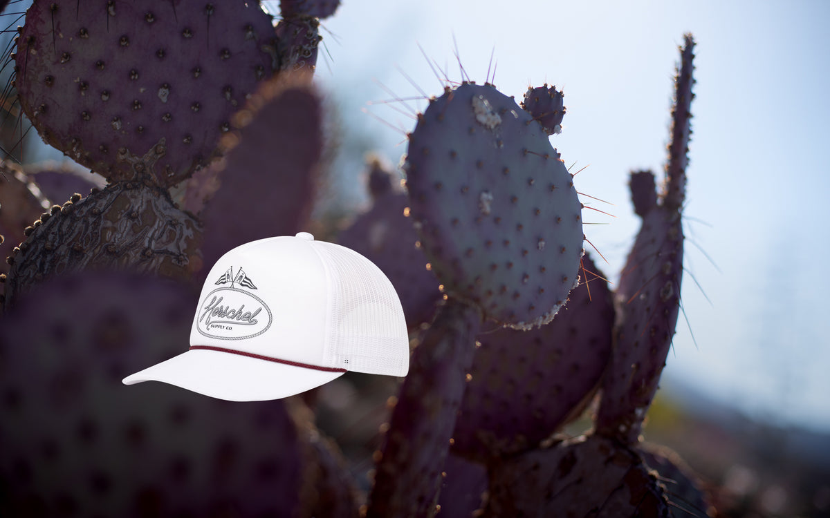 Herschel Supply Co. Marina Mesh Yachting Cap in White, front view on a white background.
