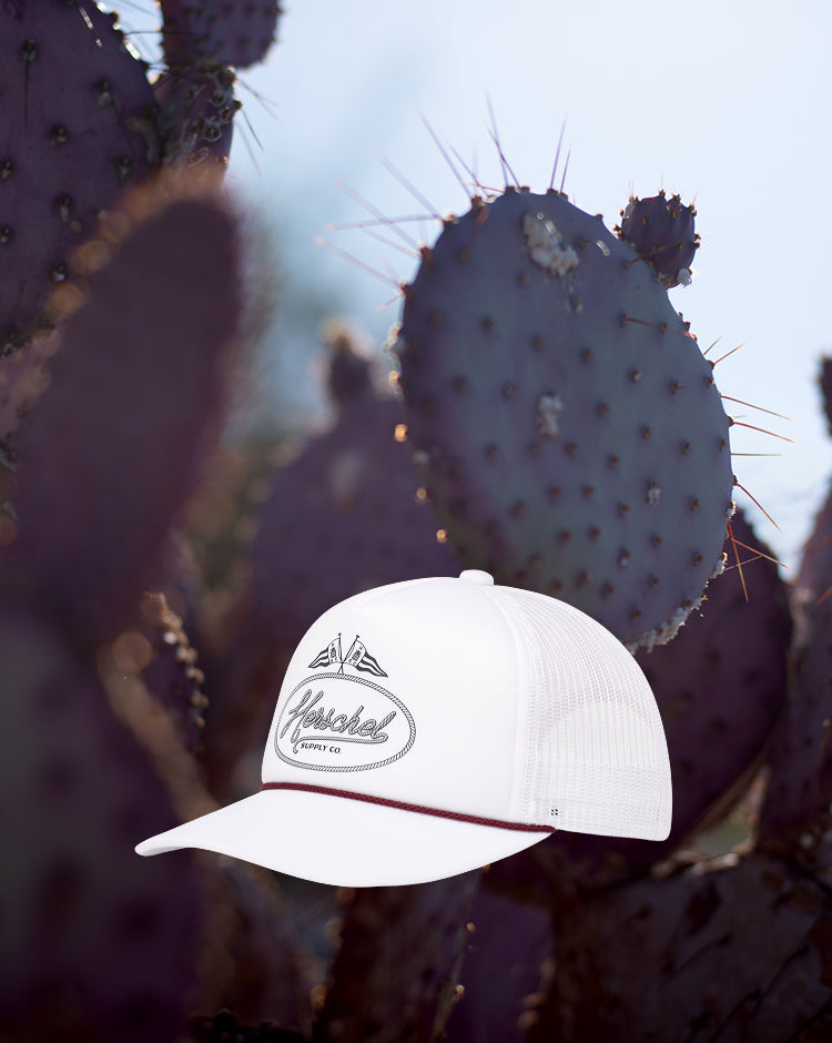 Herschel Supply Co. Marina Mesh Yachting Cap in white, shown from a front angle.