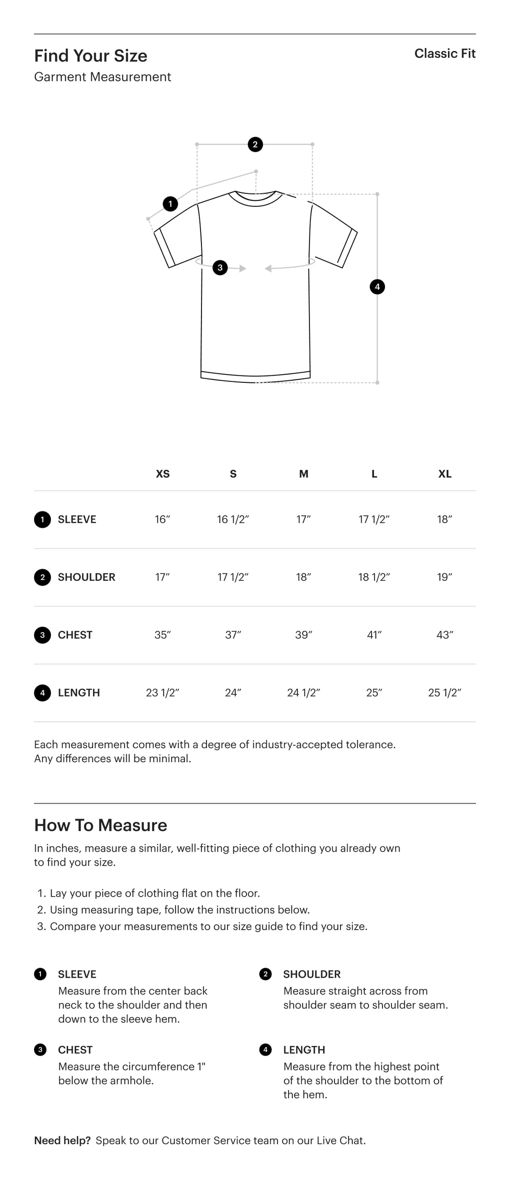 Herschel Supply Co. Women's Apparel Sizing Guide for Tees, detailing chest, waist, and hip measurements in inches for sizes XS through XL.